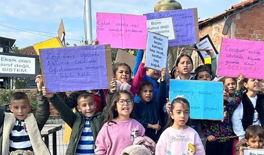 Dikili Deliktaş Köyü’nde veliler ve öğrenciler eylem yaptı!