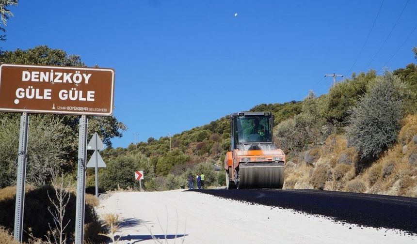 İzmir’in kuzeyinde yol yenileme çalışmaları sürüyor